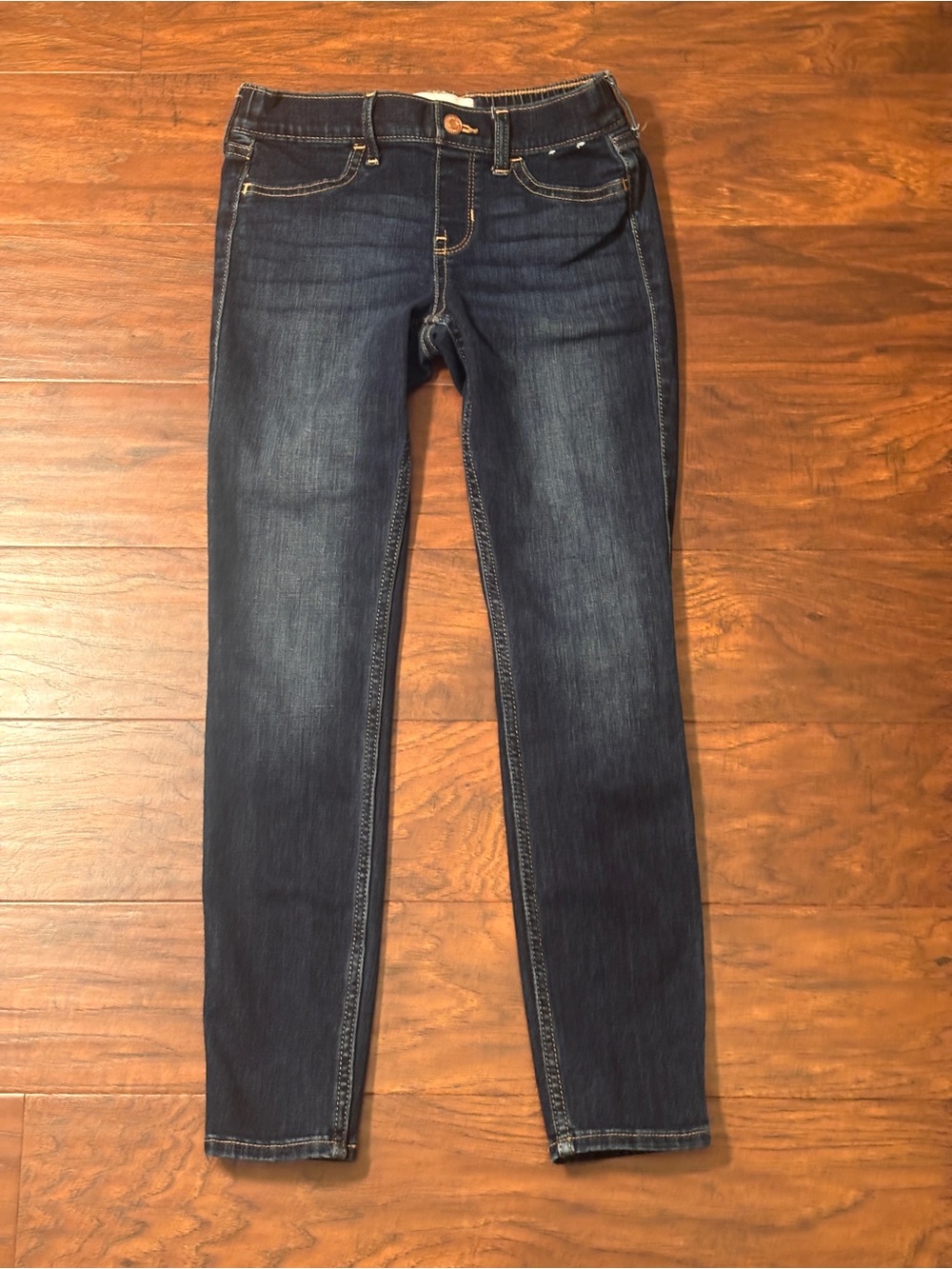 Abercrombie Kids Dark Indigo Mid-Rise Skinny Jeans-Pull on Jean leggings